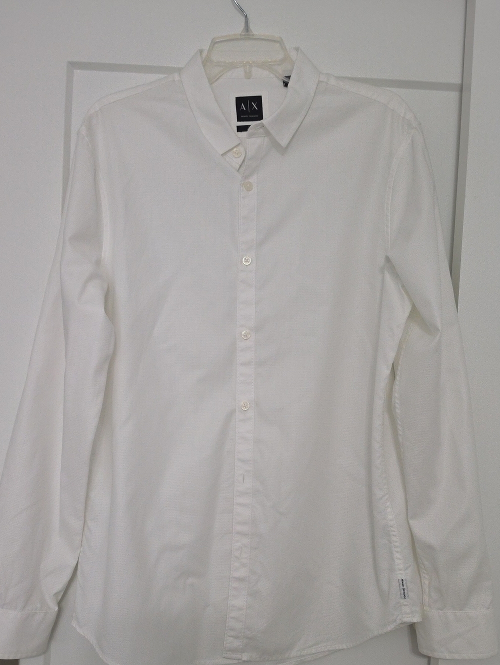 EUC A/X Armani Exchange Men's Classic White Button-Down Dress Shirt Sz L Slim